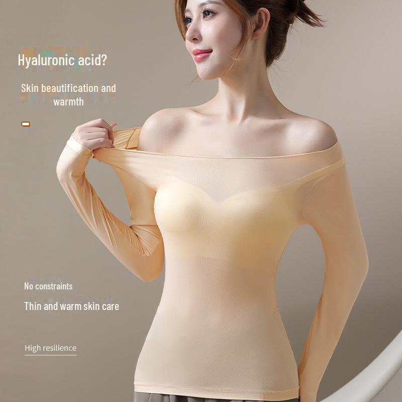 Nahtlose Thermounterwäsche für Damen: Herbst/Winter Ultradünnes Rundhalshemd