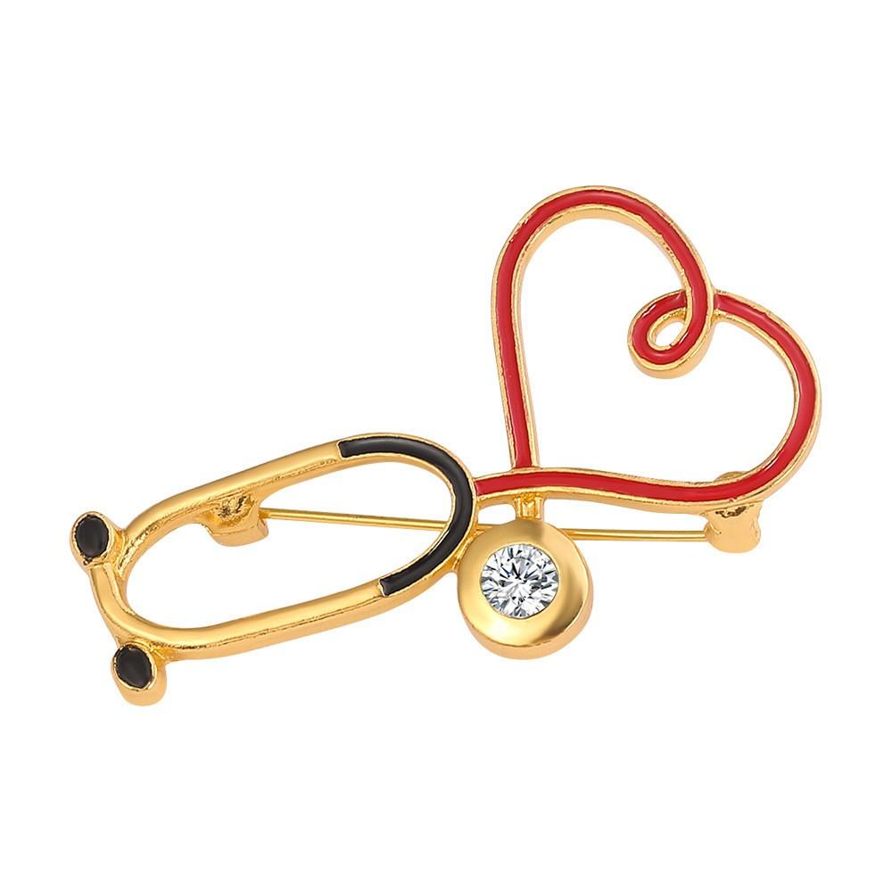 Metal Enamel Brooch Stethoscope Badge