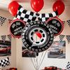 5pcs Racing-themed Balloon Set Including Racing Flag Tire and Red/black Foil Birthday Balloons Birthday Party Decorations