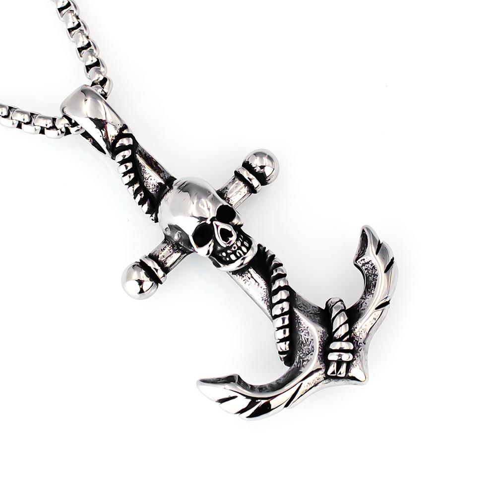 

Necklace Skull Anchor Retro Hemp Style Pendant 50CM(Necklace Size) срібний