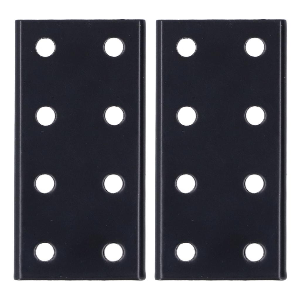 2Pcs 8 Hole Joint Board Aluminum Alloy Rectangle Joining Plate for Table Bed Black