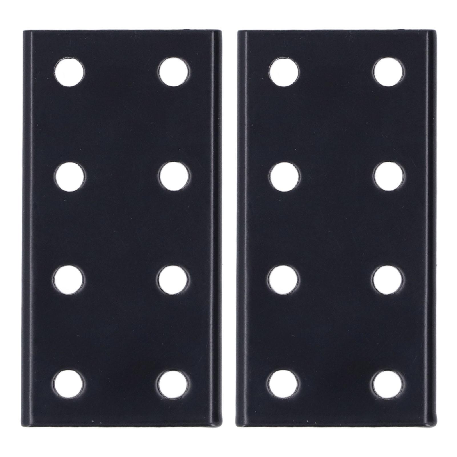 

2Pcs 8 Hole Joint Board Aluminum Alloy Rectangle Joining Plate for Table Bed Black