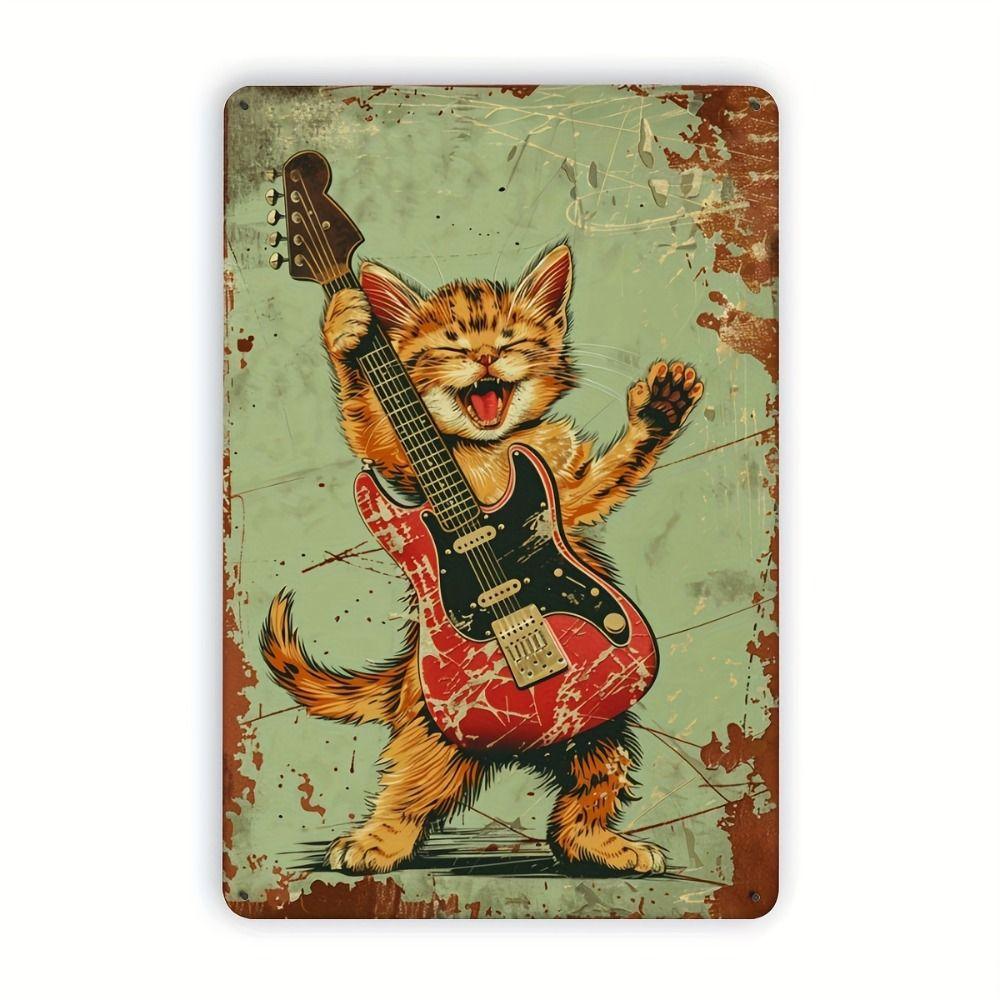 Retro Metallschild Rock Cats Wanddeko