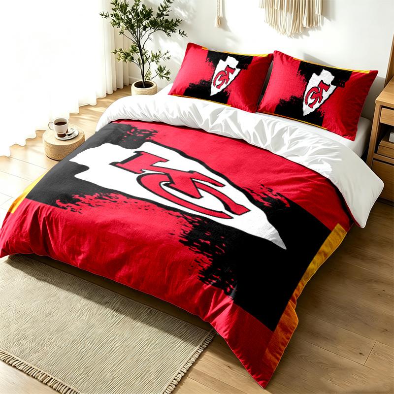 Juego de Funda Nórdica de 3 Piezas Kansas City Chiefs Sencillo Moderno Juego de Ropa de Cama Resistente a las Arrugas Tejido Suave Uso en Todas las Estaciones un regalo perfecto