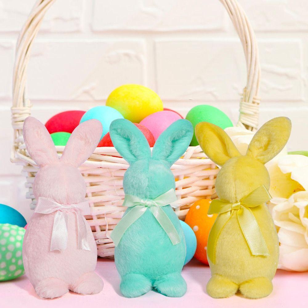 Cute Easter Bunny Doll Ornaments Handmade Happy Easter Decoration Rabbit Gnome Doll  Birthday Party