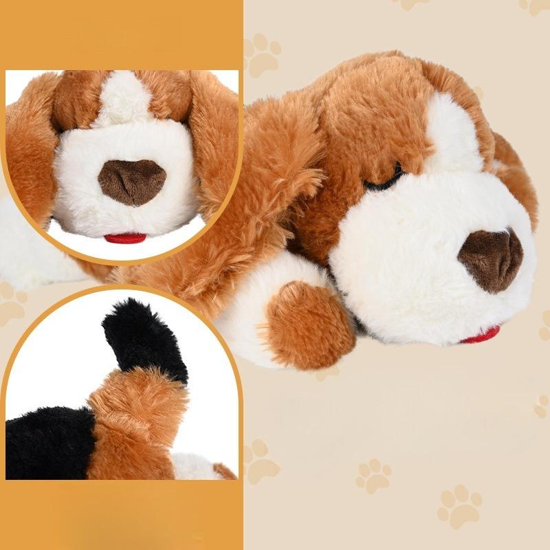 Peluche Cane Giocattolo Simulazione Battito Cardiaco a Forma di Cucciolo Copertura Rimovibile Giocattolo Calmante Anti-Ansia Compagno di Sonno per Cuccioli Cani di Taglia Media Grande