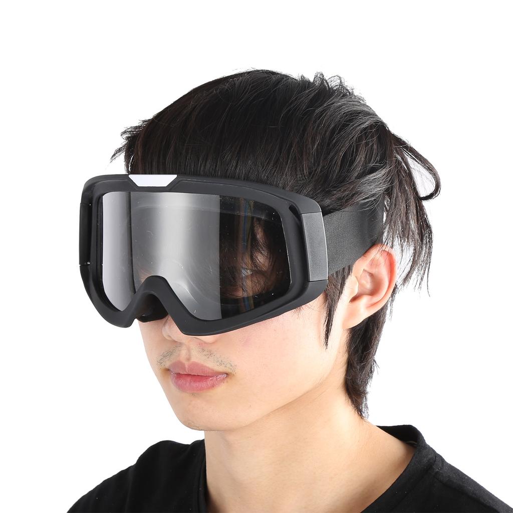 Windproof Goggles Eye Protection Adjustable Strap for Outdoor Cycling Welding MountaineeringBlack Frame Transparent Lens