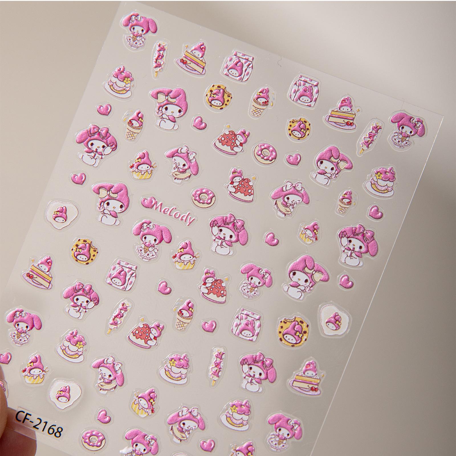 Cyansea Hot Selling Sanrio Melody Princess Embossed Nail Art Stickers CF-2168