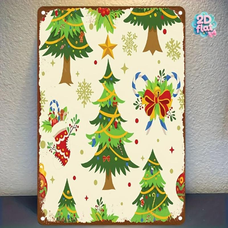 Vintage Merry Christmas Metal Sign, Retro Holiday Wall Decor 20x30cm