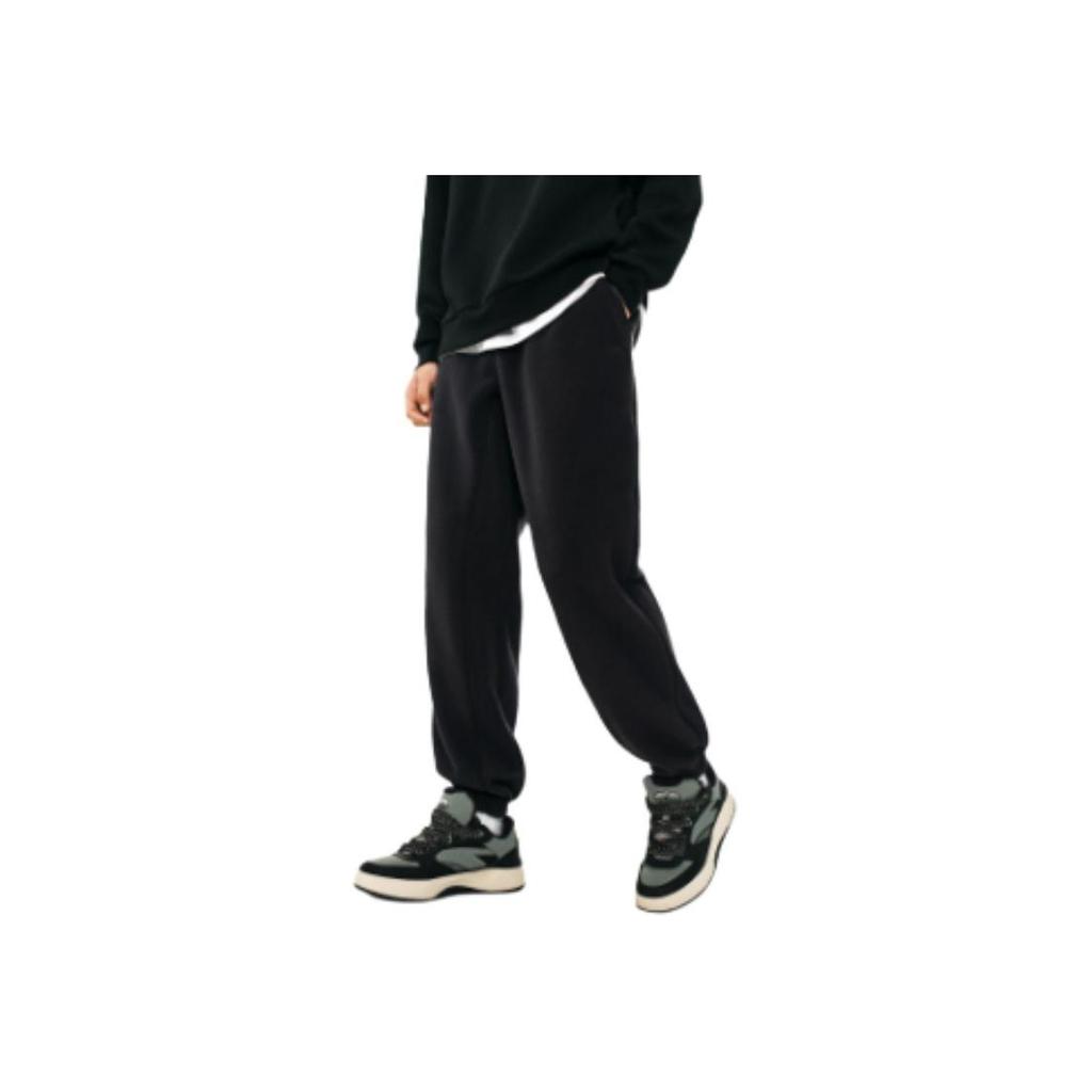 Anta Comfortable Casual Fleece Knit Sports Pants Men bottoms Basic-Black 952447305-4