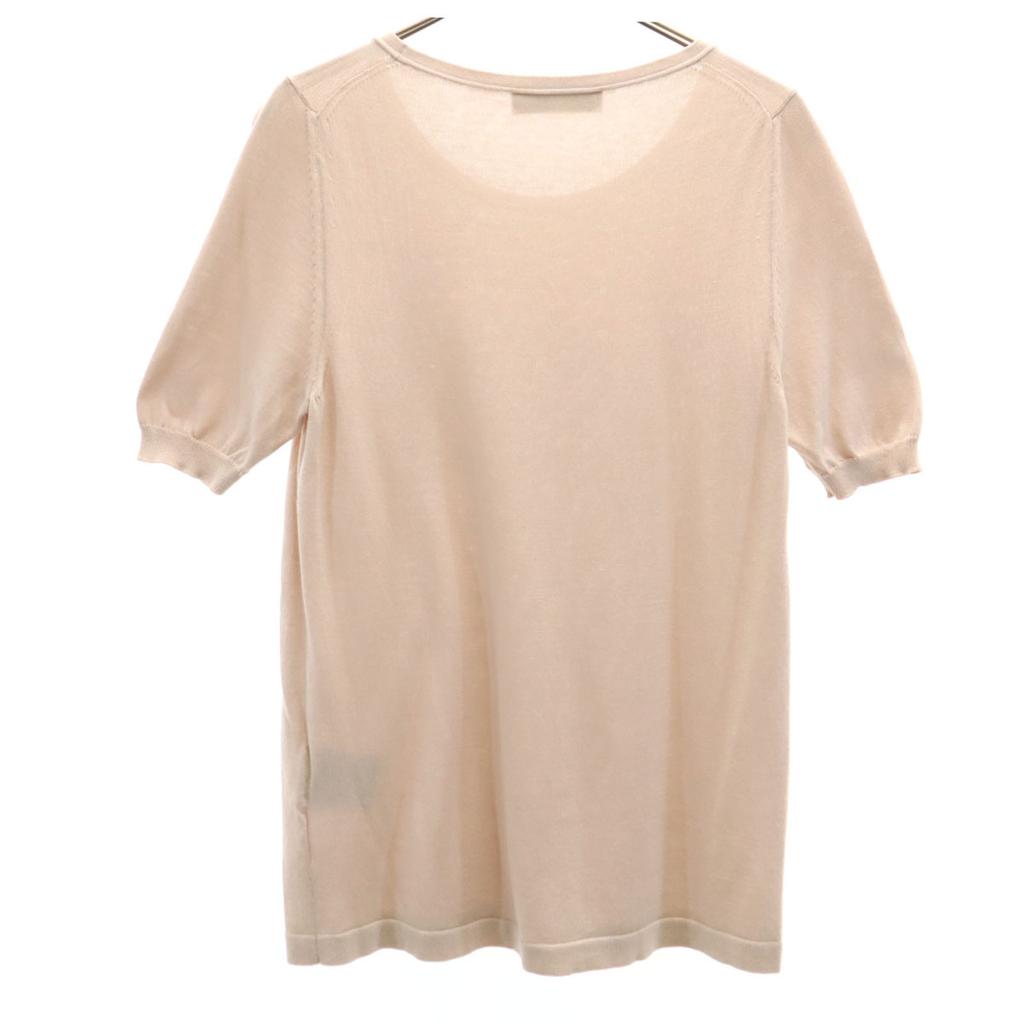 Herno Made In Italy Short Sleeve Cotton Sweater 46 Beige Knit Women Used