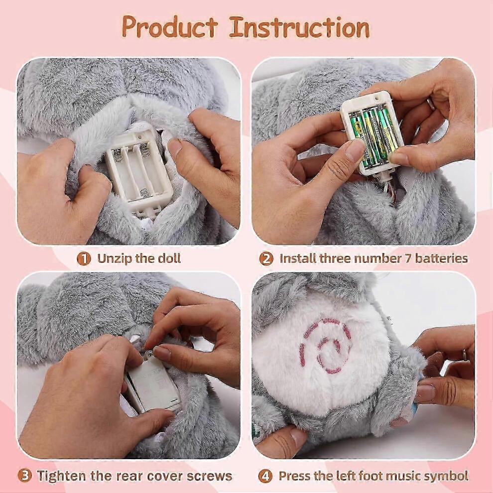 Relief Koala Breathing Stuffed Animal Baby Sound Machine Soother Koala Bear Anxiety Relief Koala Breathing with Sensory Music Lights(Grey)