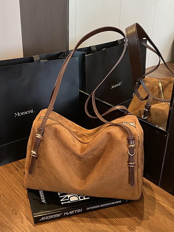 Korean Style High-End Suede Plush Retro Crossbody Bag for 2026 Summer