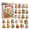 Festive Room Decor Christmas Cat Advent Calendar, 24 Day Countdown with Cute Ornaments, 2D Acrylic Kitty Holiday Decorations, Gift for
