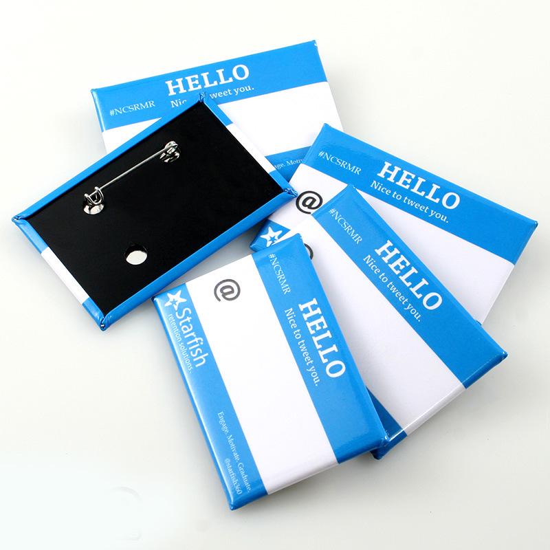 Rectangular Photo Tin Plate Badge Brooch (80x53mm) Souvenir Emblem Pin 80*53MM