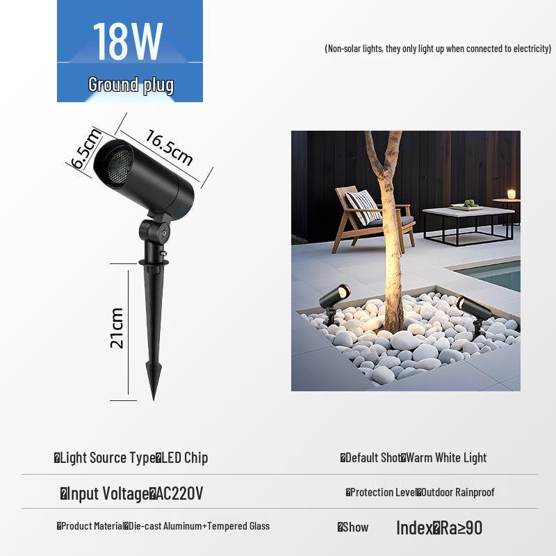 Waterproof Outdoor LED Spotlight for Trees and Gardens - Landscape Lawn Light with Ground Stake, 24V Floodlight