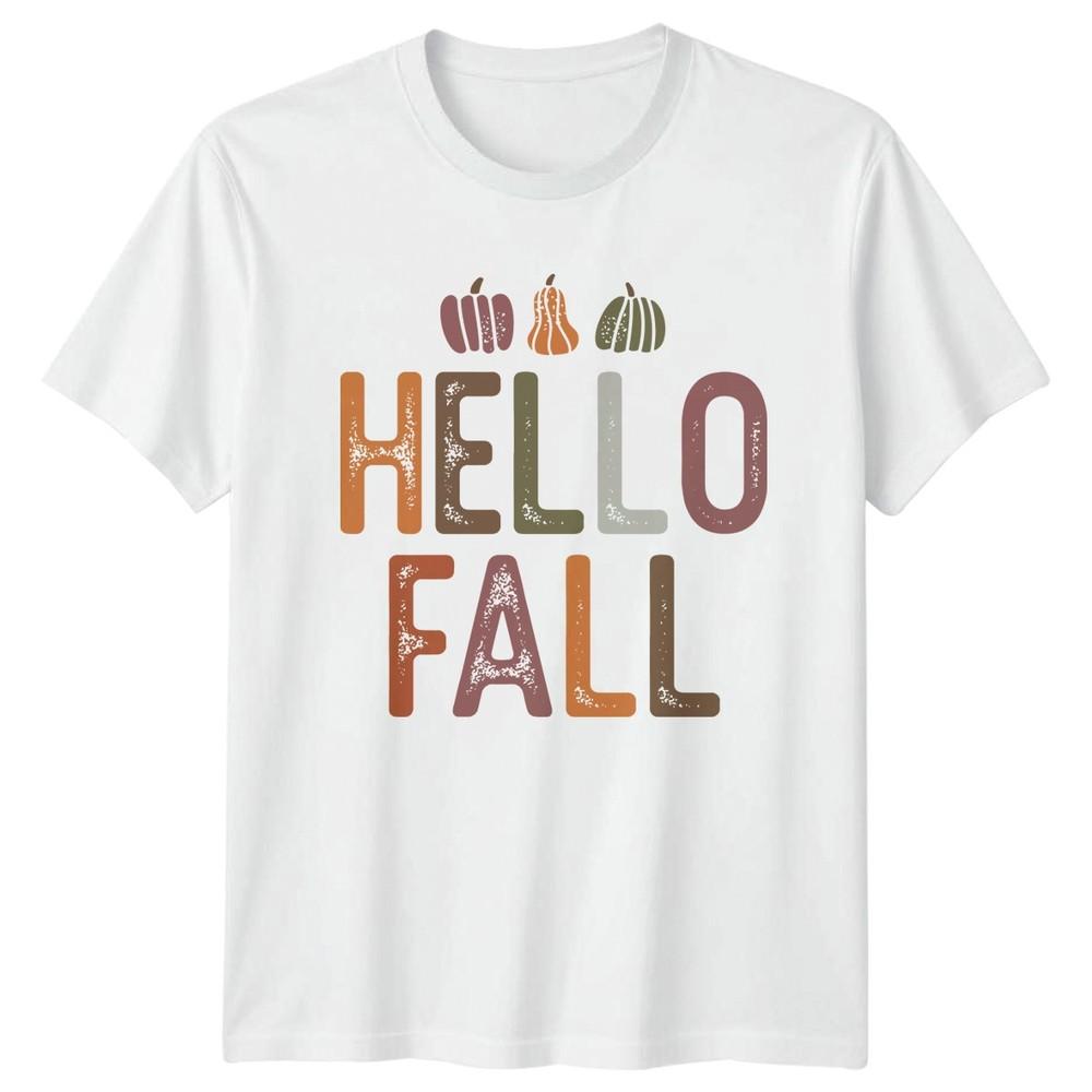 Hello Fall Pumpkins Autumn Season Unisexs TShirt Unisexs Graphic Tee S