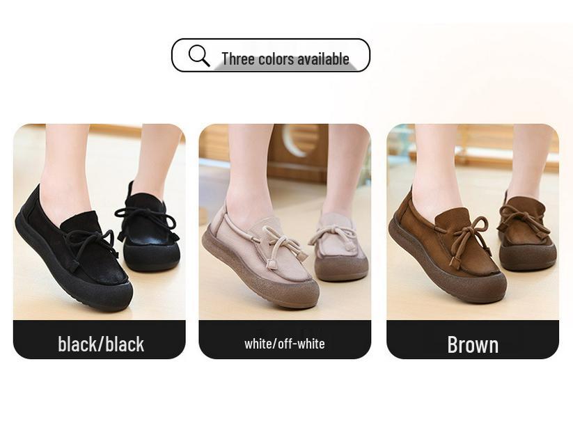 Hot-Selling Women's Vintage Leather Loafers - Soft Sole, Comfortable Round Toe, Slip-On Flats for Autumn (Model 801360)