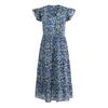 Women's Summer Floral Midi Dress Ruffle Cap Sleeve V Neck Swing Dress Casual Flowy A Line Boho Vacation Dress