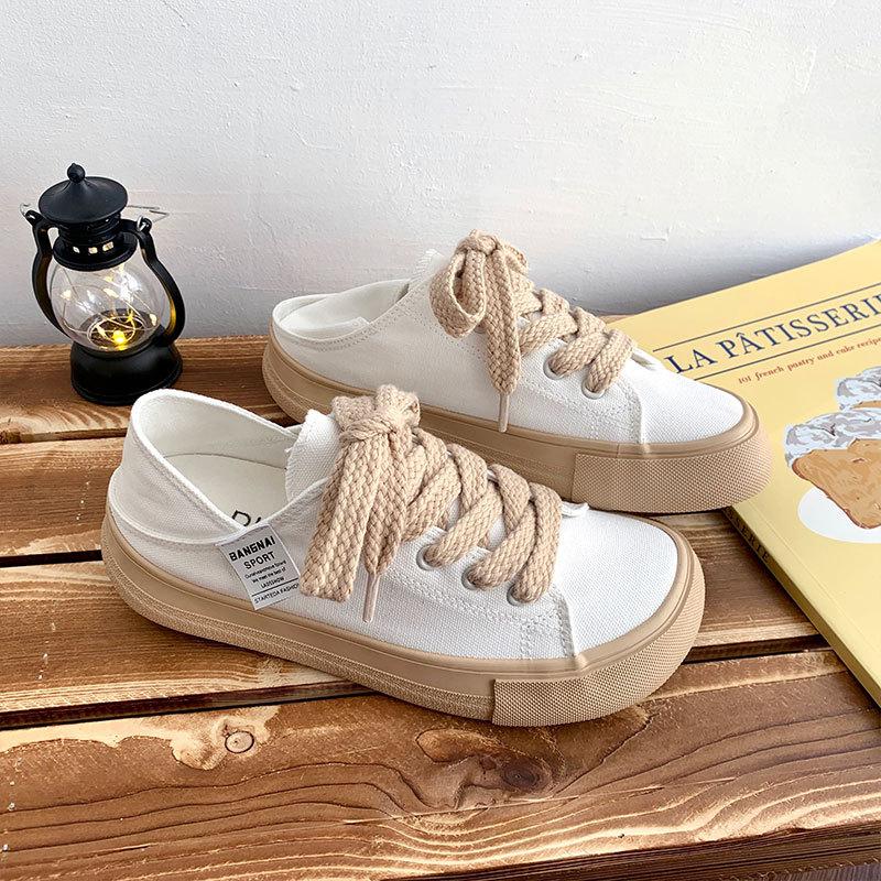 Kawaii Damen Sneaker Weiß Tennis Damenschuhe Canvas Slipper Damen Reihenschuhe Plateau Flats Lässige Damen Vulkanisierte Schuhe