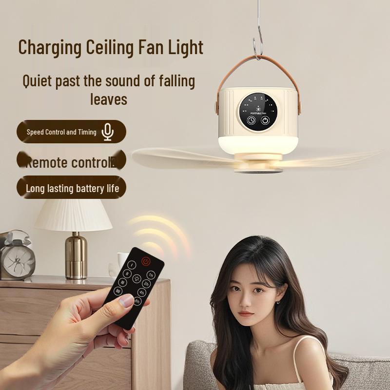 Rechargeable Remote-Control Small Ceiling & USB Fan for Dorms & Camping