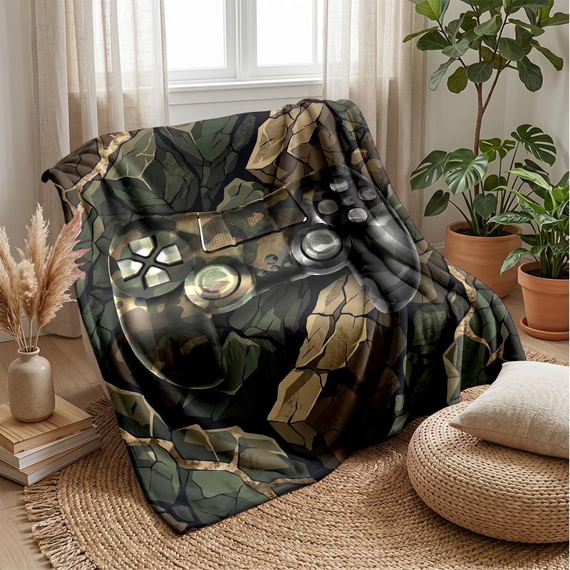 Burning Game Controller blanket Personalized Name Flannel Blanket Soft Cozy Plush Throw for Sofa Bed Lightweight Home Decor