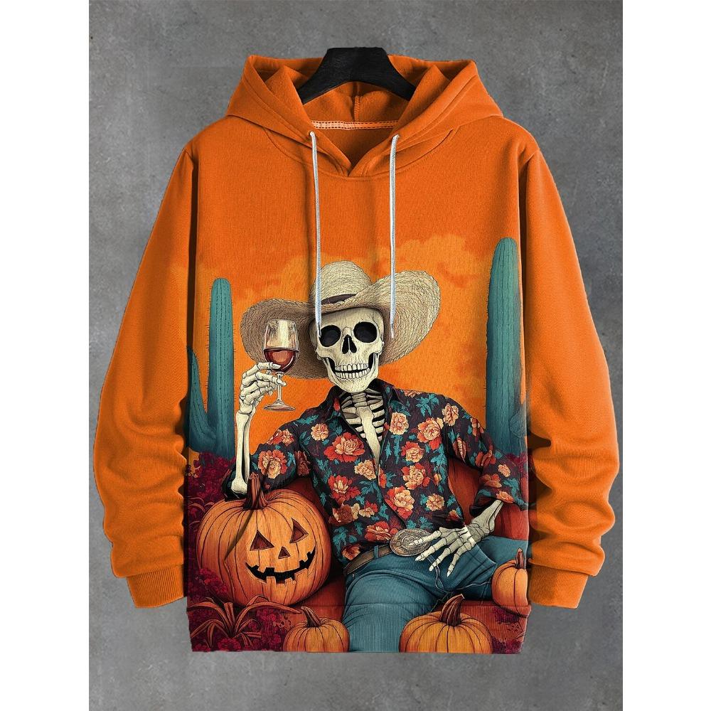 Halloween Pumpkin 3D Print Hoodies Men's Long Sleeve Hooded Sweatshirts Pullover Oversized Harajuku Coat Unisex Street Clothing
