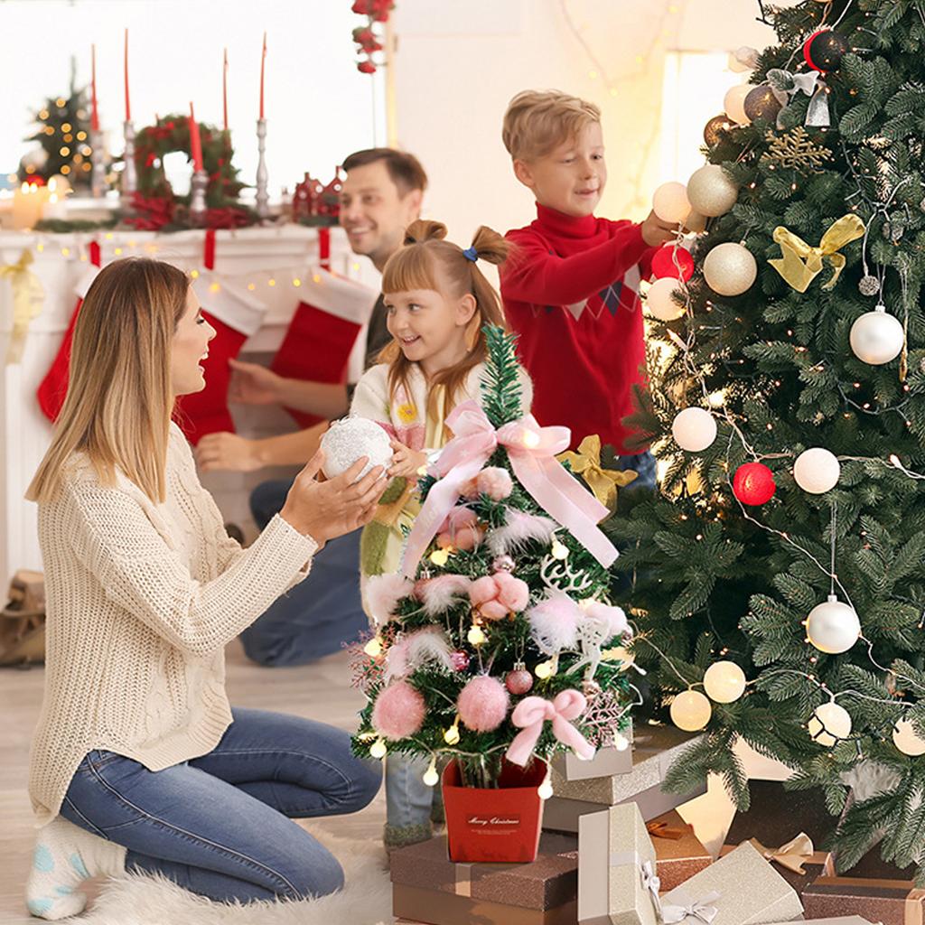 Mini Tabletop Xmas Tree Artificial 60cm Tree Decoration with Warm Light for Weddings Anniversaries Parties