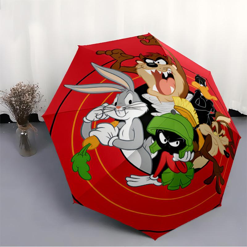 Looney Tunes Automatic Open Umbrella Compact Foldable Design, Durable Fabric for Casual Travel Companion for Outdoor A0822001
