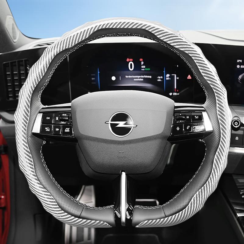 Suitable for Opel Carbon Fiber Texture Steering Wheel Cover Snap-On Wave-Shaped Sports Design Protective Shell Corsa Nouveau Mokka Astra Gse Grandla