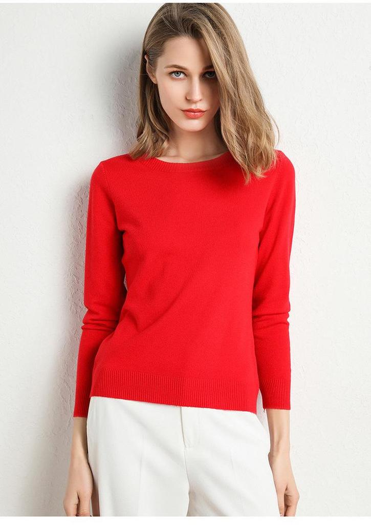 New Autumn Winter Women's Plus Size Round Neck Long Sleeve Knitwear Base Layer