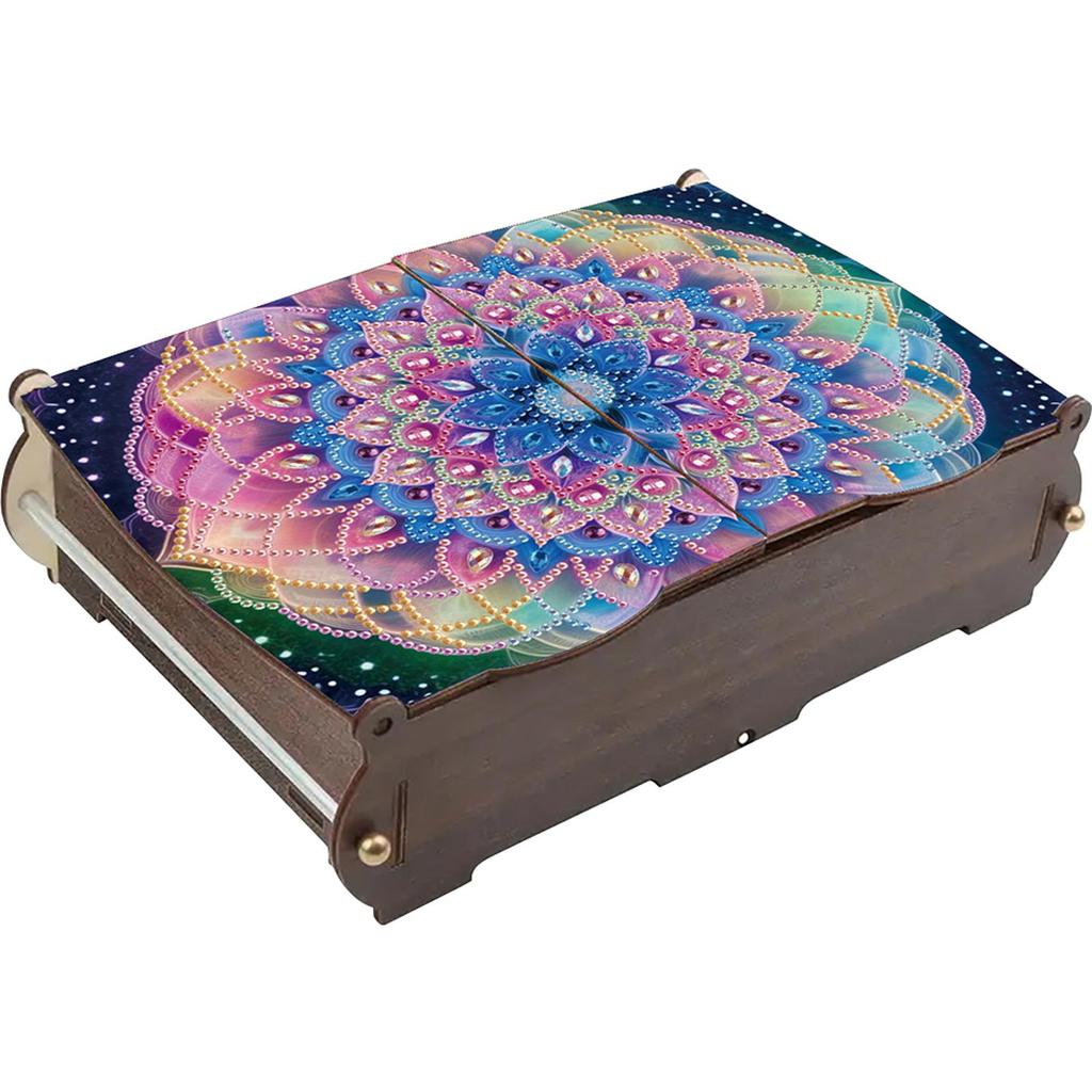 Diamantmalerei Holz-Aufbewahrungsbox Diamond Art Aufbewahrungskoffer DIY 5D Bastel-Schmuckbox für Schmuck & Bastel-Organisation