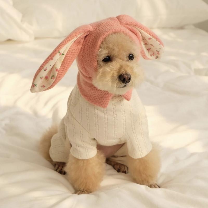 Cute Knit Rabbit Ears Shape Hat for Cat Christmas Party Pet Dogs Keep Warm Headwear Winter Halloween Cosplay Accessories