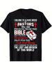 Men'S Plus Size Large Black Pastor Bible Verse T-Shirt - White & Red Cross Print Christian Faith Apparel with 1 Peter 5