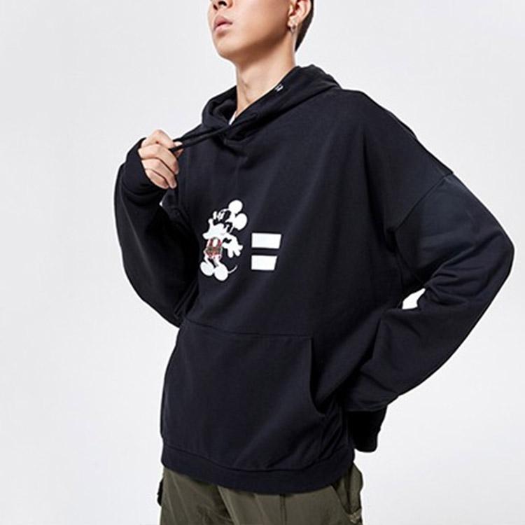 Li Ning X Disney Mickey Collaboration Loose Windbreaker Hoodie Men Hoodies Standard-Black AWDP255-1
