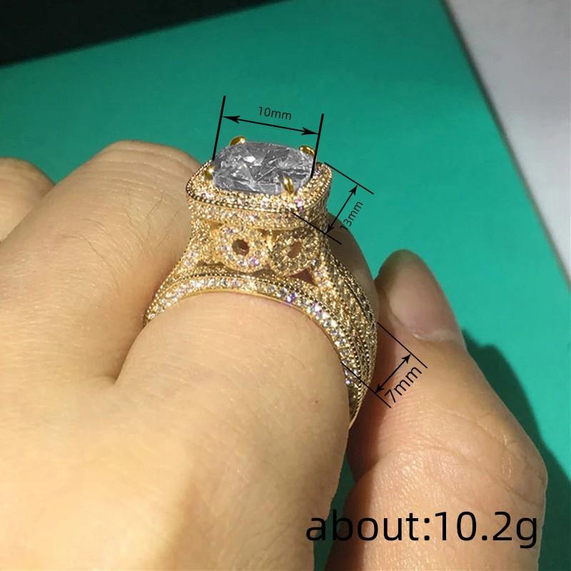 Elegant Gold-Tone Geometric Ring Set Women Micro-Paved Zirconia Round Design Fashionable Daily Wear