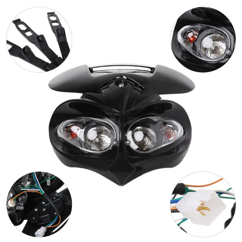 Fairing for Head Lamp High / Low Beam Motorcycle Dual Headlight for Dc 12V 18W Universal Motorcycle Street Fighter Dirt
