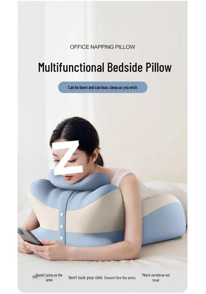 Multifunctional Prone Sleep Pillow with Bedside Cushion and Elevated Backrest