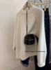 Women's Pink Cashmere Round Neck Long Sleeve Heavyweight Sweater