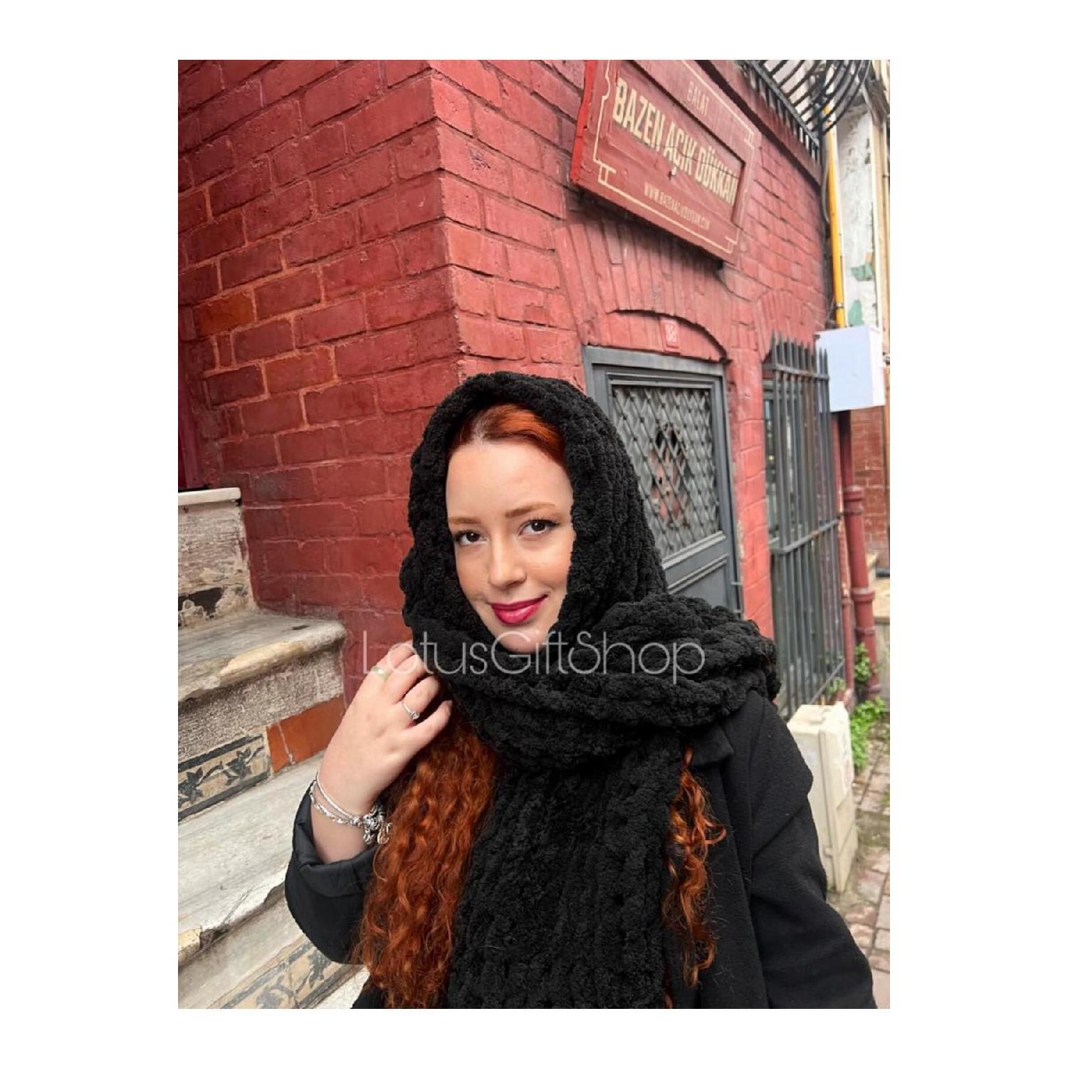 

Puffy Black Thermal Plush Scarf 1 чёрный