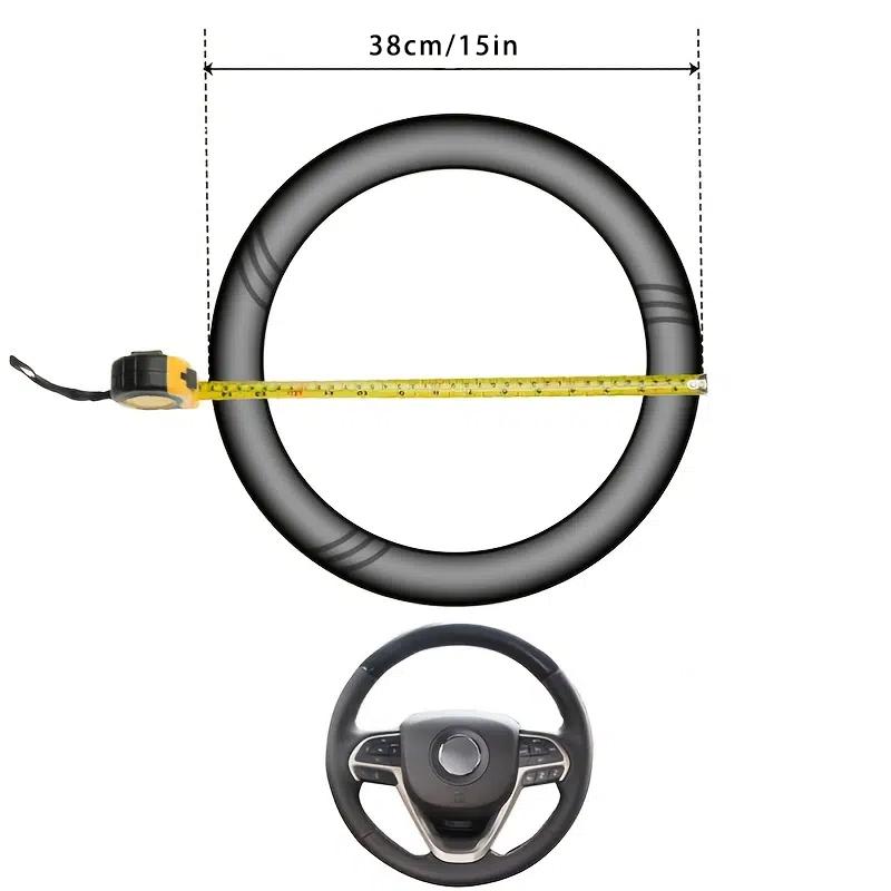 38cm Car Steering Wheel Braid Cover Texture Soft PU Artificial Leather Car Covers With Needles And Thread Auto Car