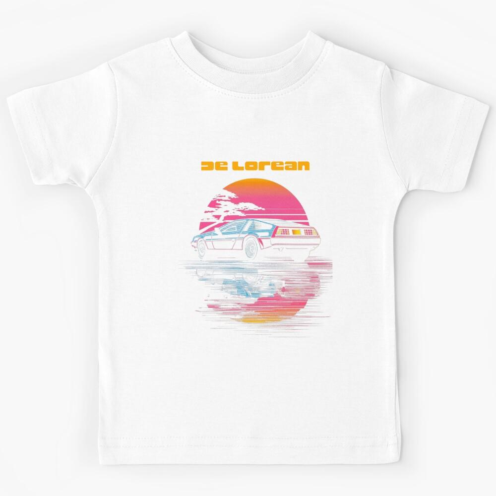 DeLorean Neon Sunset – Synthwave 80s Icon Car Kids T-Shirt 110