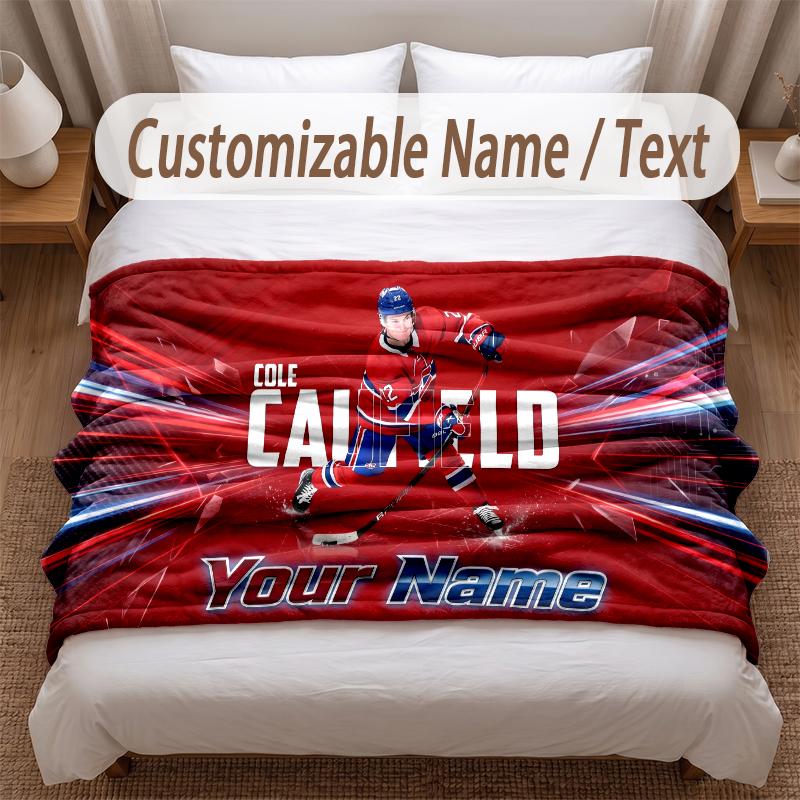 Montreal Canadiens Printed Flannel Blanket Custom Name Text Soft Warm Throw For Bedroom Holiday Gift