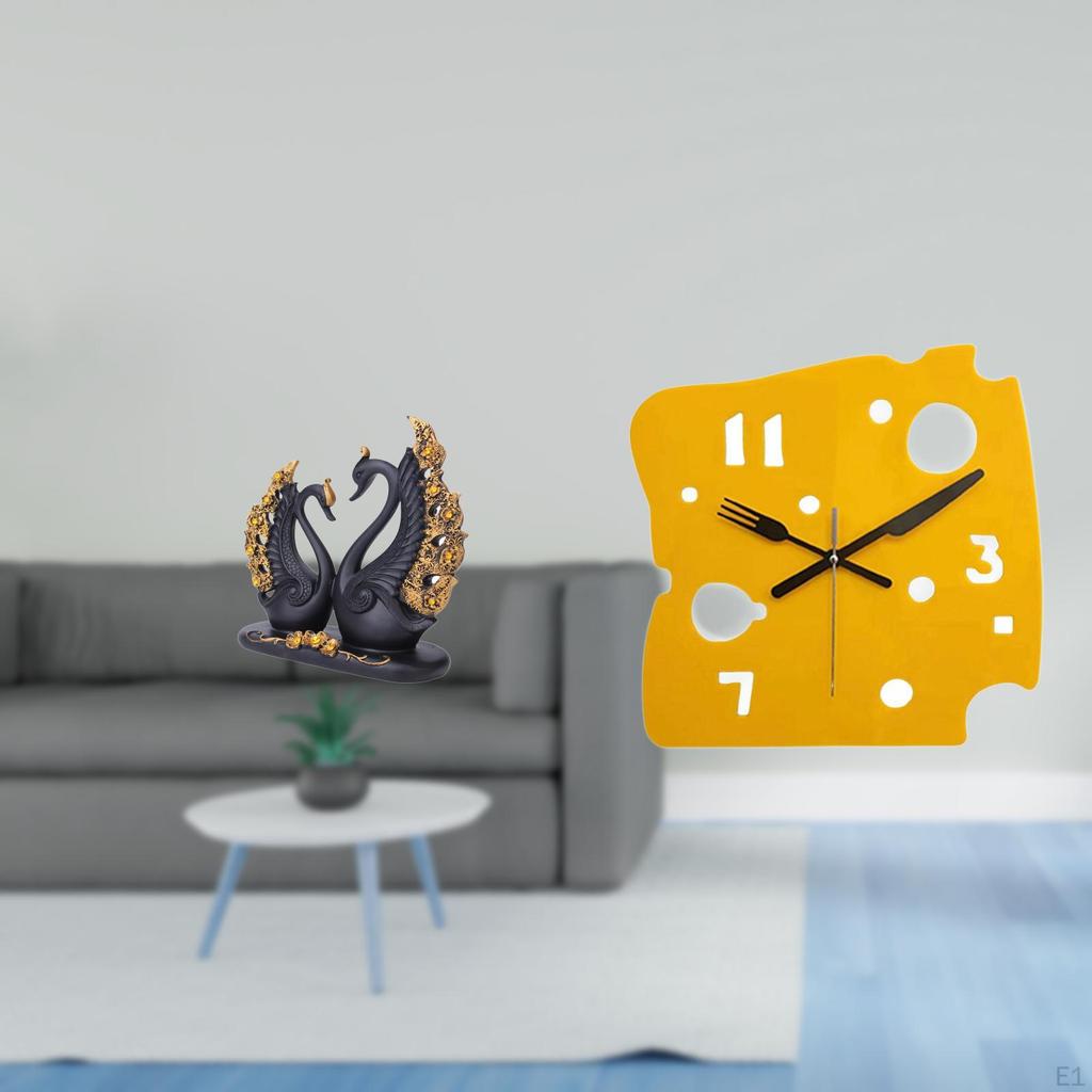 European Swan Sculpture Resin Crafts Minimalist Cheese Clock Animal Statue for Entrance Desk