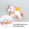 Keychain Pendant Cartoon Horse Shape Key Holder Colorful Faux Leather Access Card Case Bag Lanyard Decorative Keychain Accessory