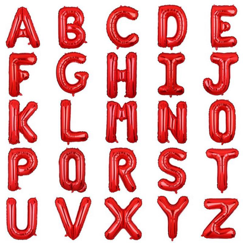 

50 шт. 16-дюймовые красные розово-золотые серебряные фольгированные шары с буквами алфавита, свадебное украшение для вечеринки на день рождения, детские принадлежности для детского душа KTY Z&16INCH