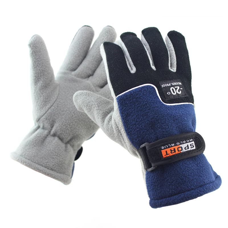 -20℃ Gants chauds d'hiver en polaire pour hommes Gants thermiques de cyclisme pour la neige Gants épais Moufles en polaire polaire pour hommes Sports de neige Gants coupe-vent