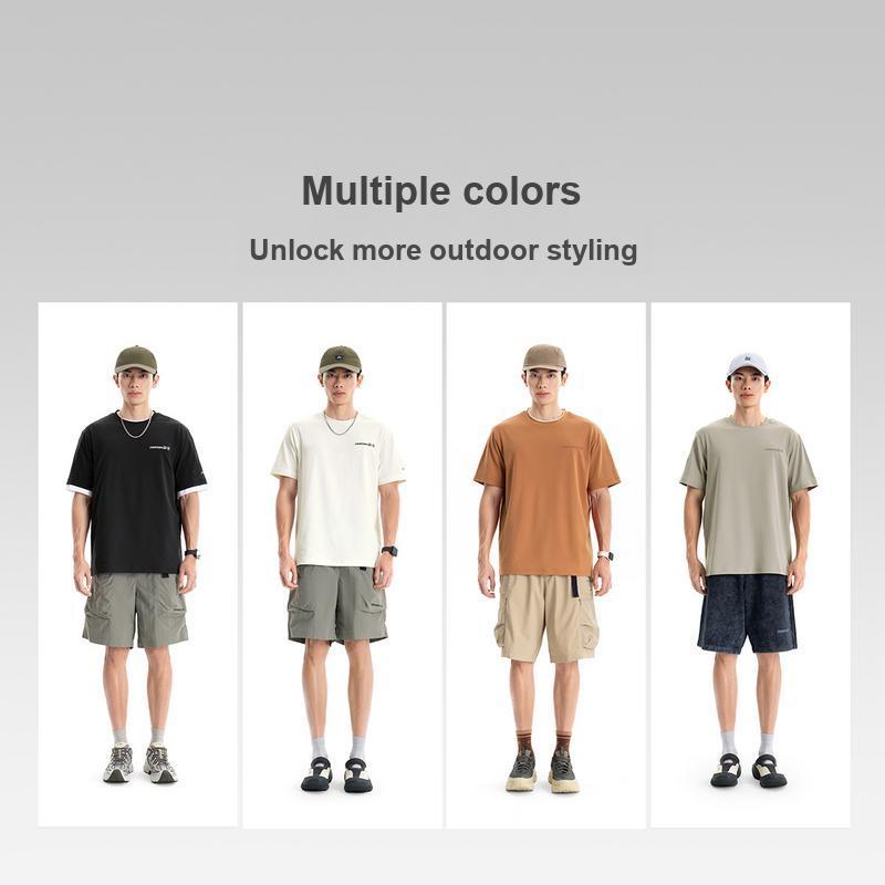 Li-Ning Outdoor CF Quick-Dry Cool Round Neck T-Shirt With Solid Color Letter Logo Men tops Black ATSW031-4