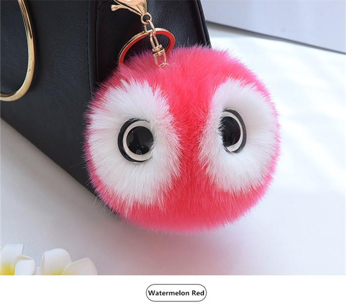 Fluffy Rabbit Fur Ball Pompom Owl Women Pompon Owl Female Toy Bag Car Trinket Jewelry Gift Bag Charm