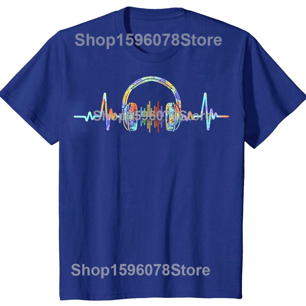 Heartbeat Headphone Sound Lover Engineer Producer DJ TShirt Fashion T Shirts Cotton Short Sleeve Oversized Loose Tshirt Tops